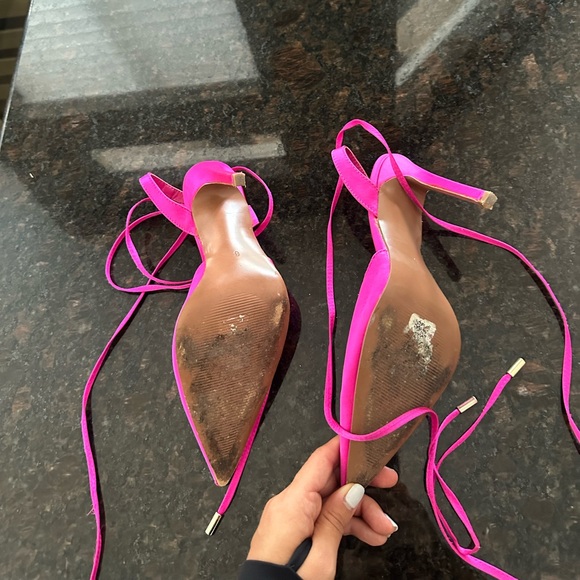 ASOS DESIGN Pink Satin Tie Heels (US 8) - Picture 5 of 9